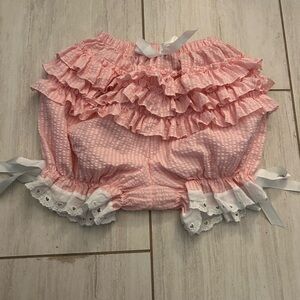 Pink Ruffled Seersucker Bloomer